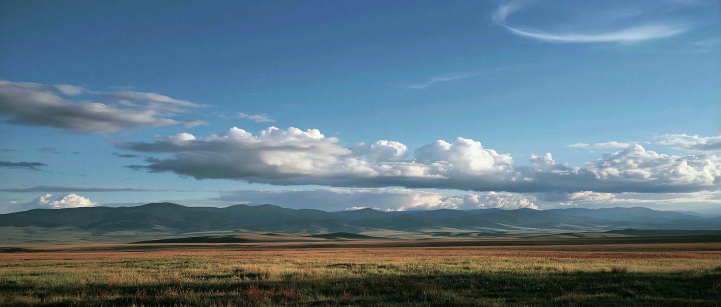 Open gold grassland under a wide, empty sky.